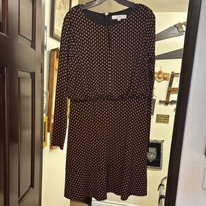 LOFT Black and Orange Long Sleeve Dress